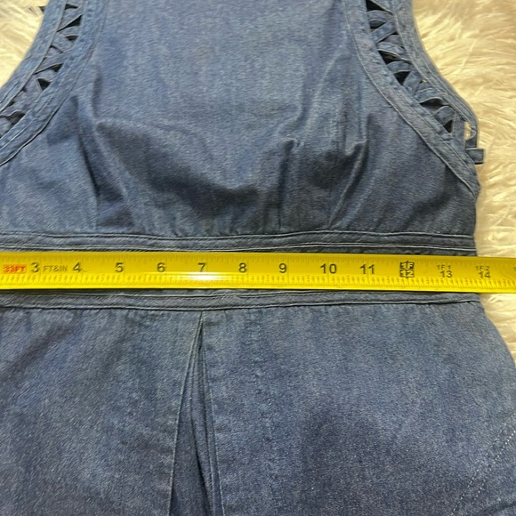 Free People New Romantics Soft Denim Highland Mini Dress  Cut Out Back Size 2 - Picture 14 of 16